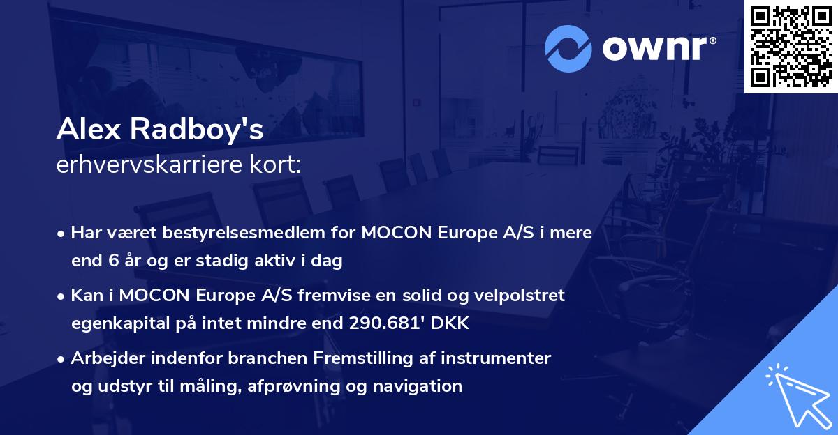 Alex Radboy's erhvervskarriere kort