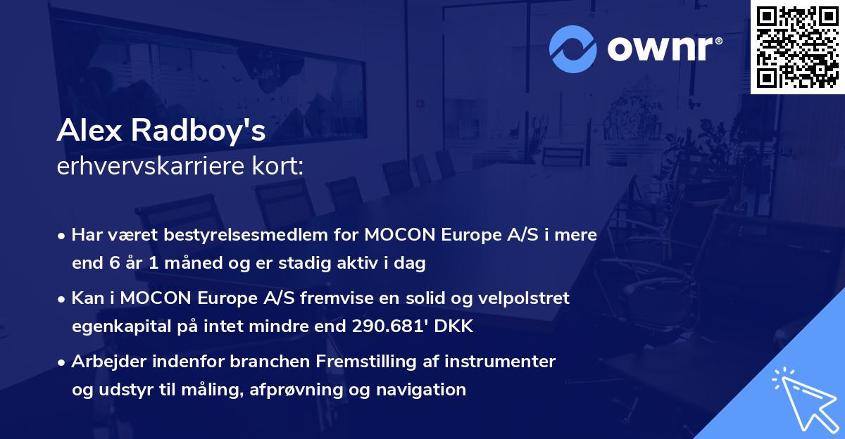 Alex Radboy's erhvervskarriere kort