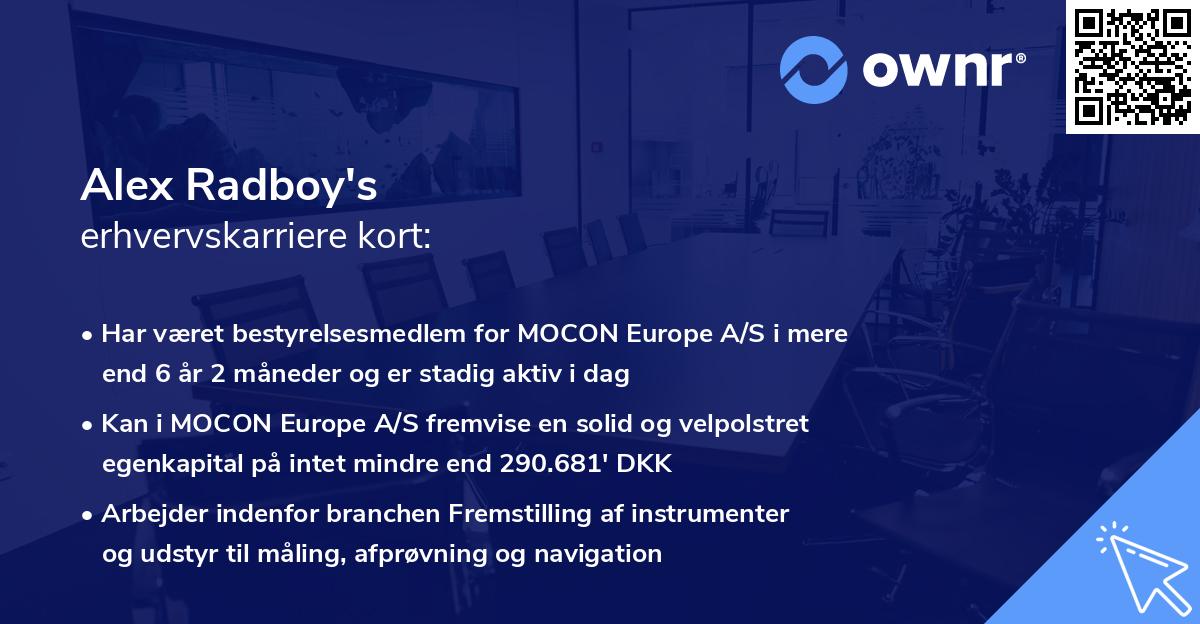 Alex Radboy's erhvervskarriere kort