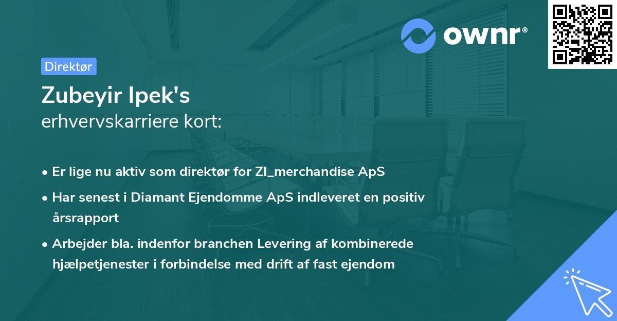 Zubeyir Ipek's erhvervskarriere kort