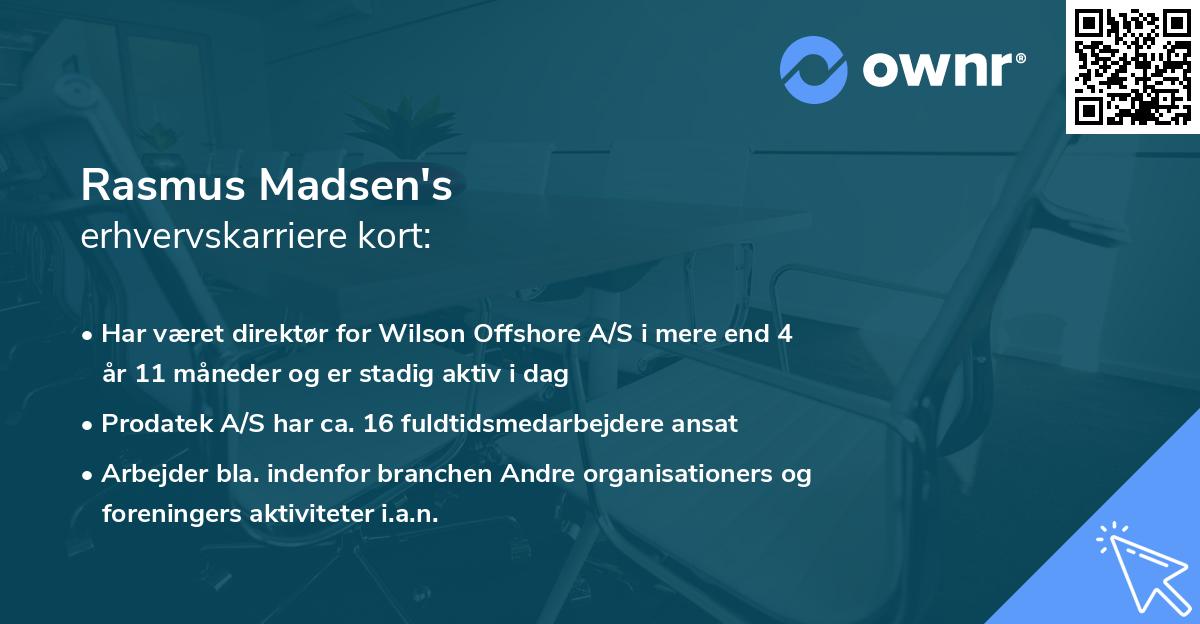 Rasmus Madsen's erhvervskarriere kort