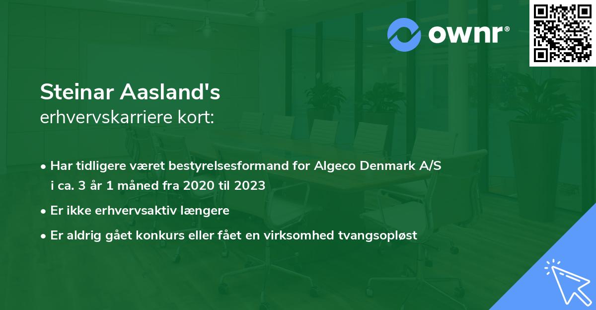 Steinar Aasland's erhvervskarriere kort