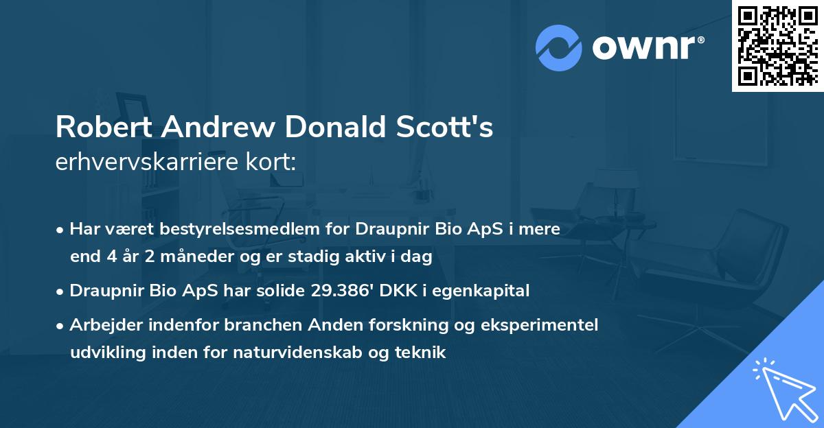 Robert Andrew Donald Scott's erhvervskarriere kort