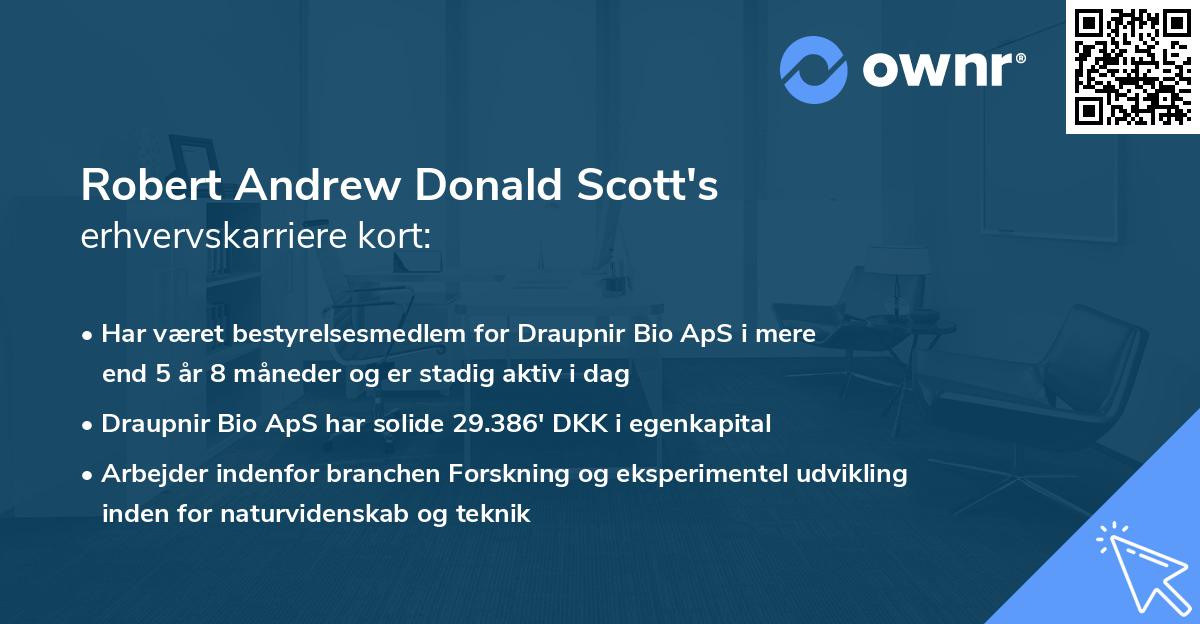 Robert Andrew Donald Scott's erhvervskarriere kort