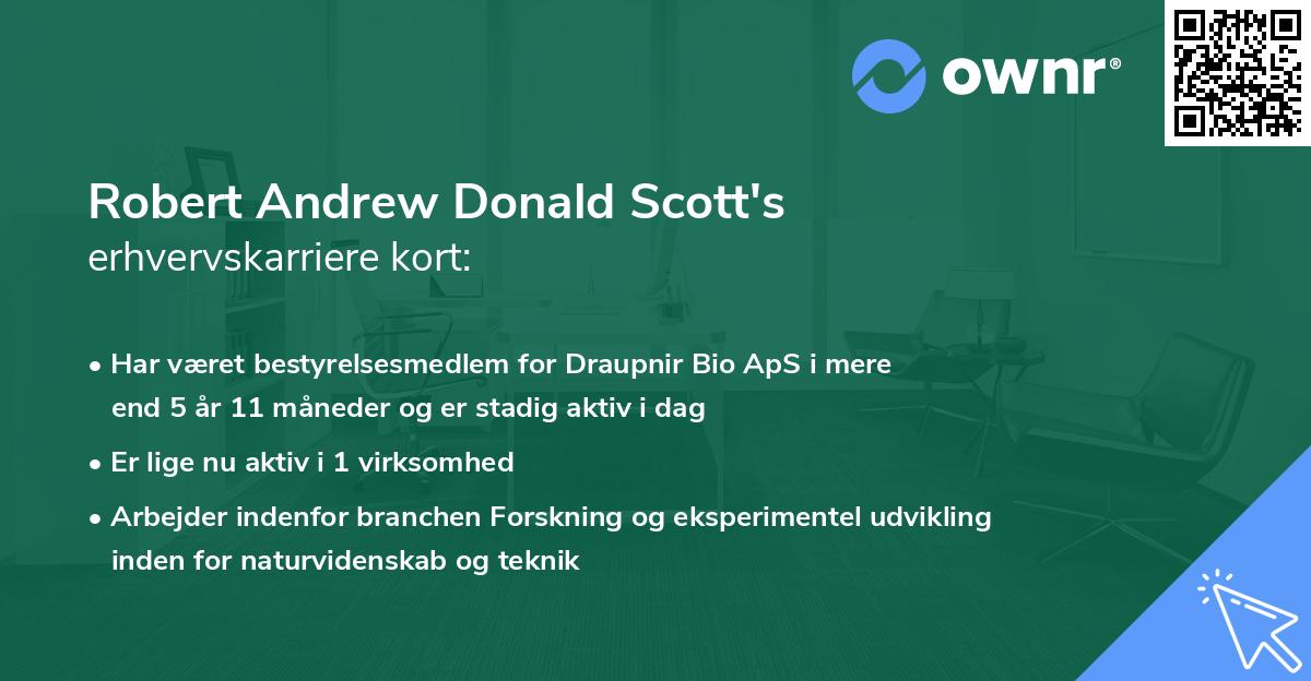 Robert Andrew Donald Scott's erhvervskarriere kort