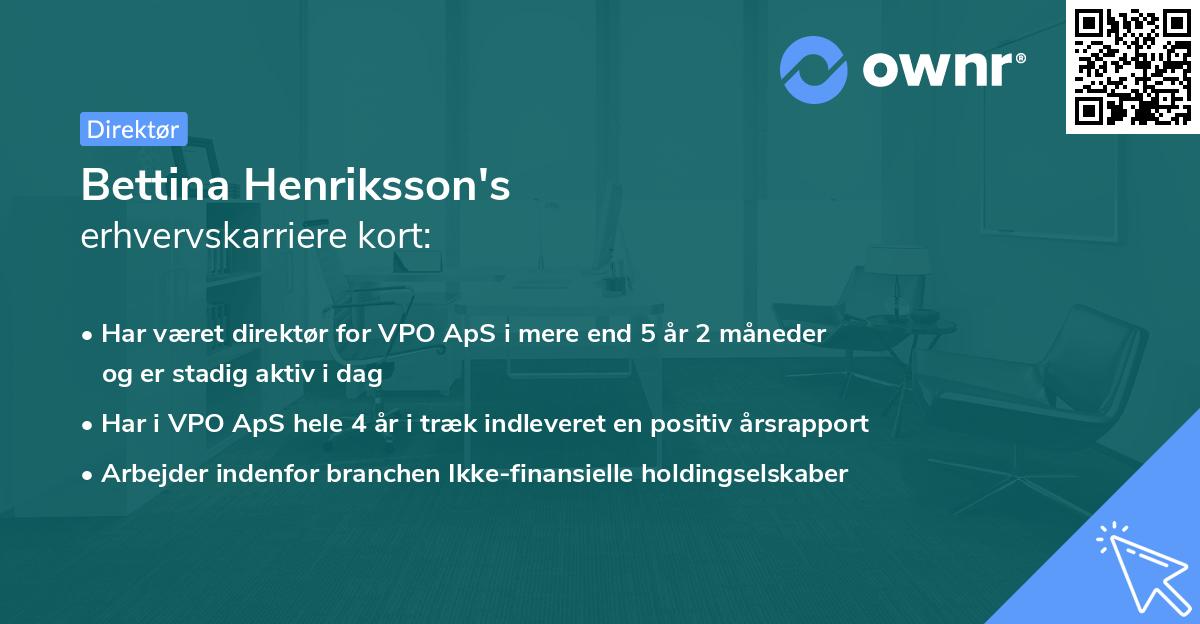 Bettina Henriksson's erhvervskarriere kort
