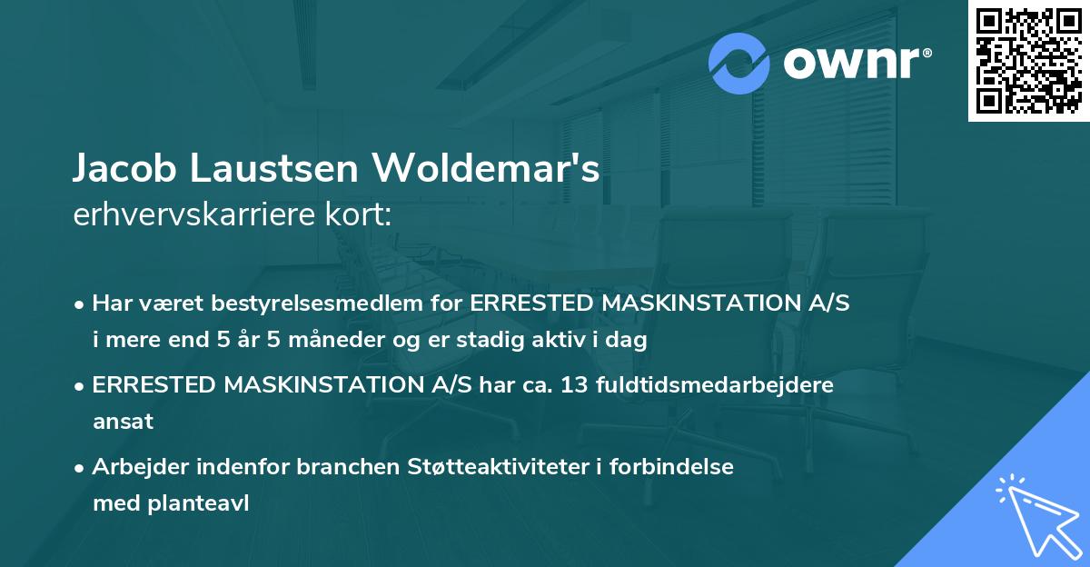 Jacob Laustsen Woldemar's erhvervskarriere kort