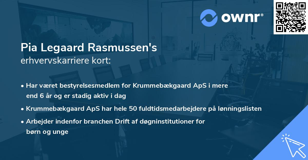 Pia Legaard Rasmussen's erhvervskarriere kort