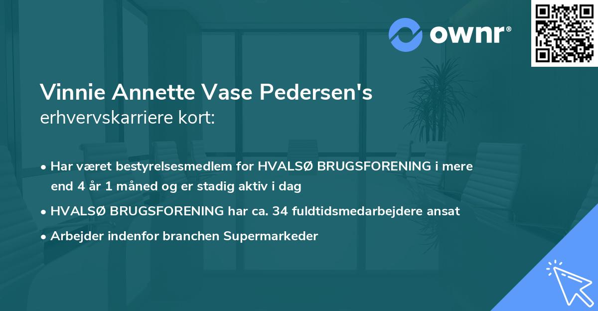 Vinnie Annette Vase Pedersen's erhvervskarriere kort