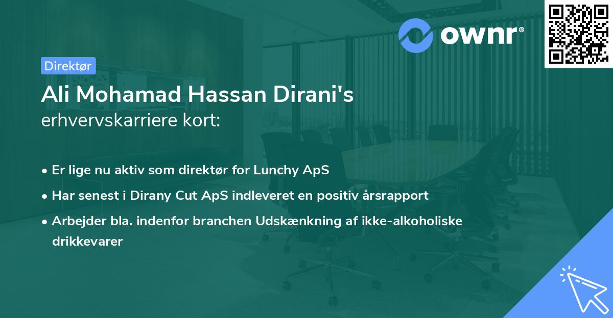 Ali Mohamad Hassan Dirani's erhvervskarriere kort