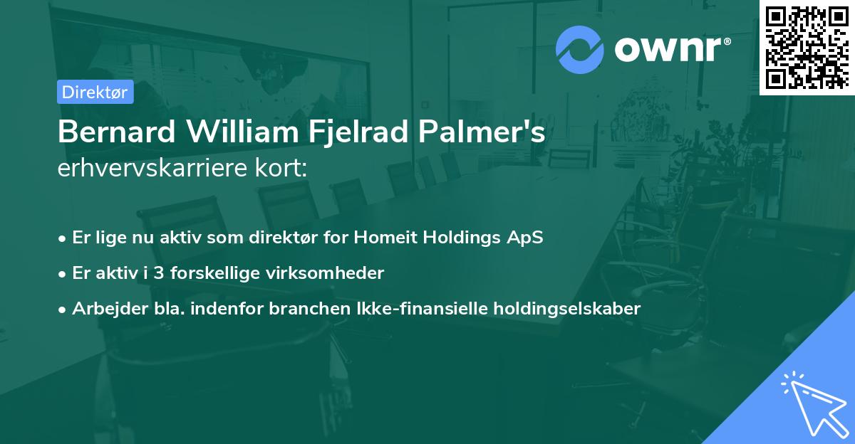 Bernard William Fjelrad Palmer's erhvervskarriere kort