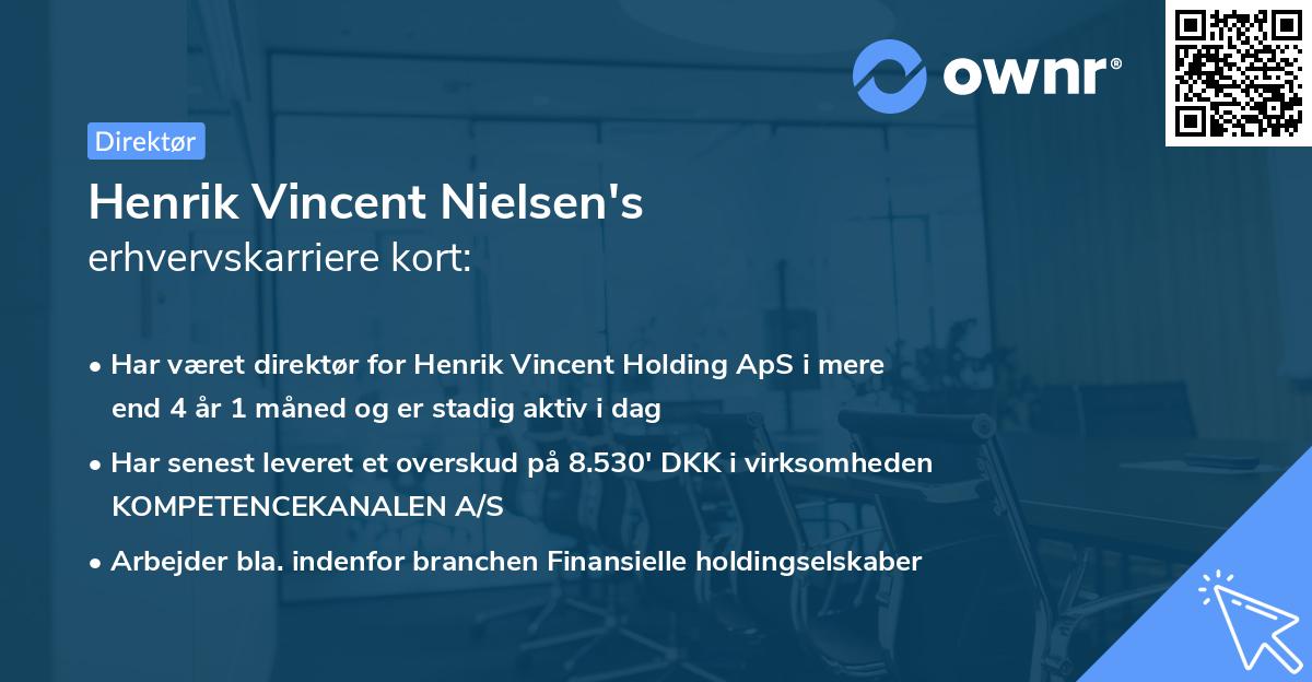 Henrik Vincent Nielsen's erhvervskarriere kort