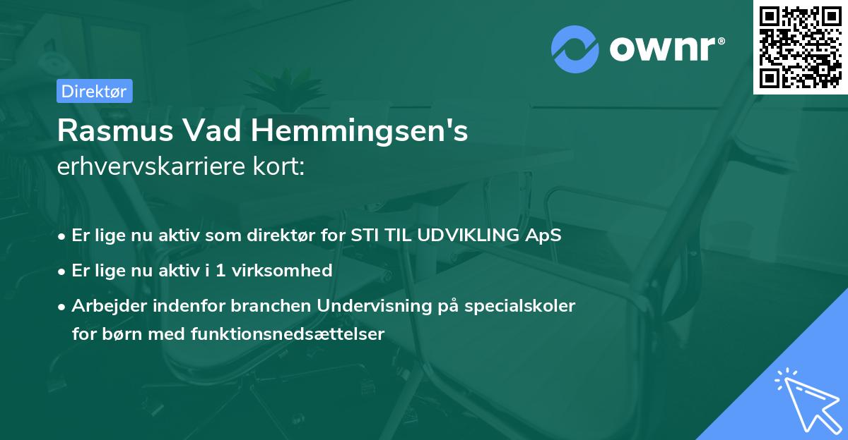 Rasmus Vad Hemmingsen's erhvervskarriere kort