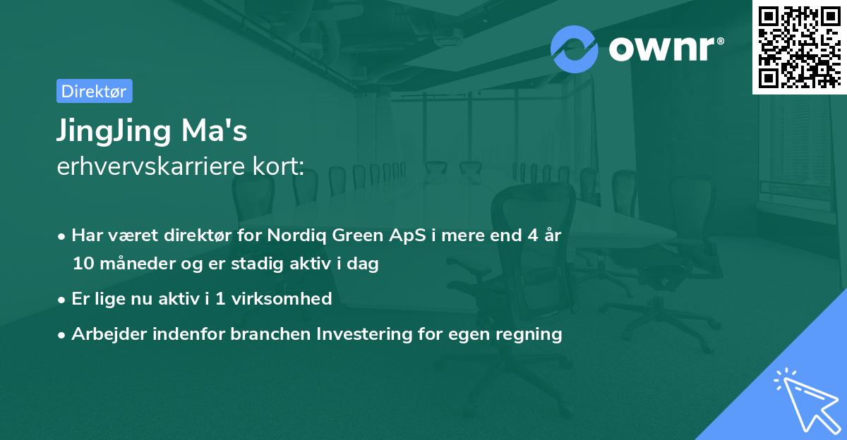 JingJing Ma's erhvervskarriere kort