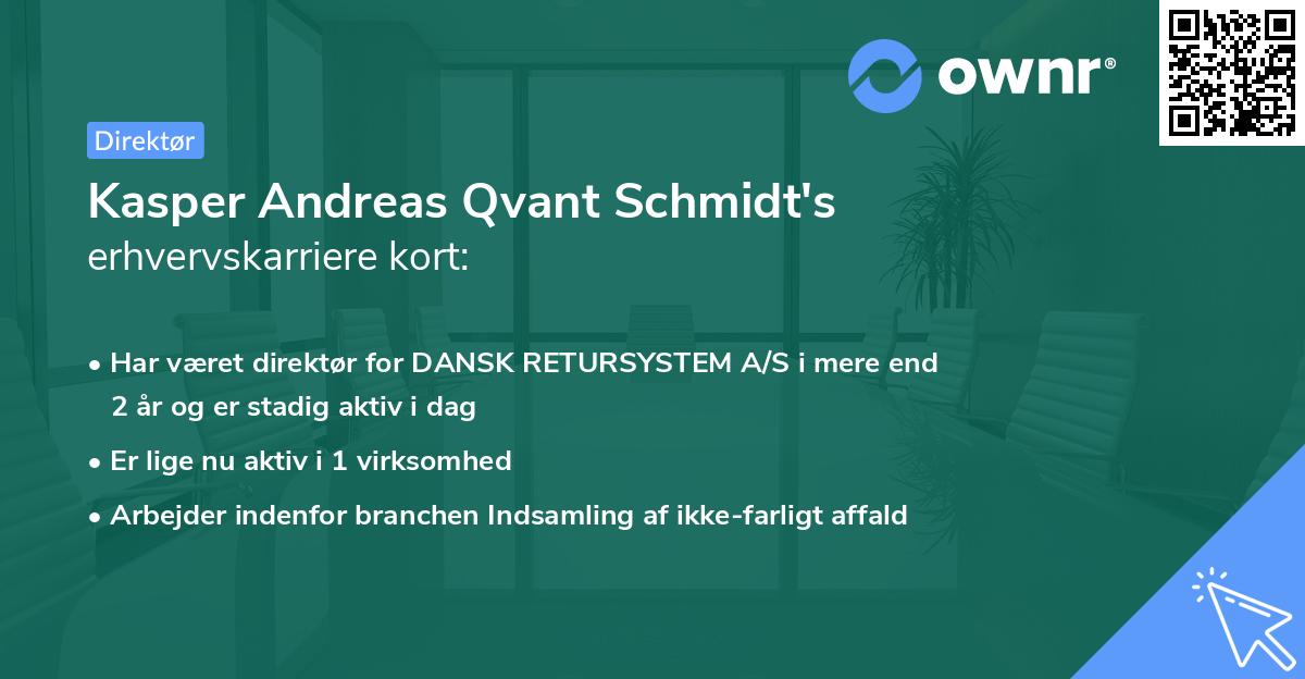 Kasper Andreas Qvant Schmidt's erhvervskarriere kort