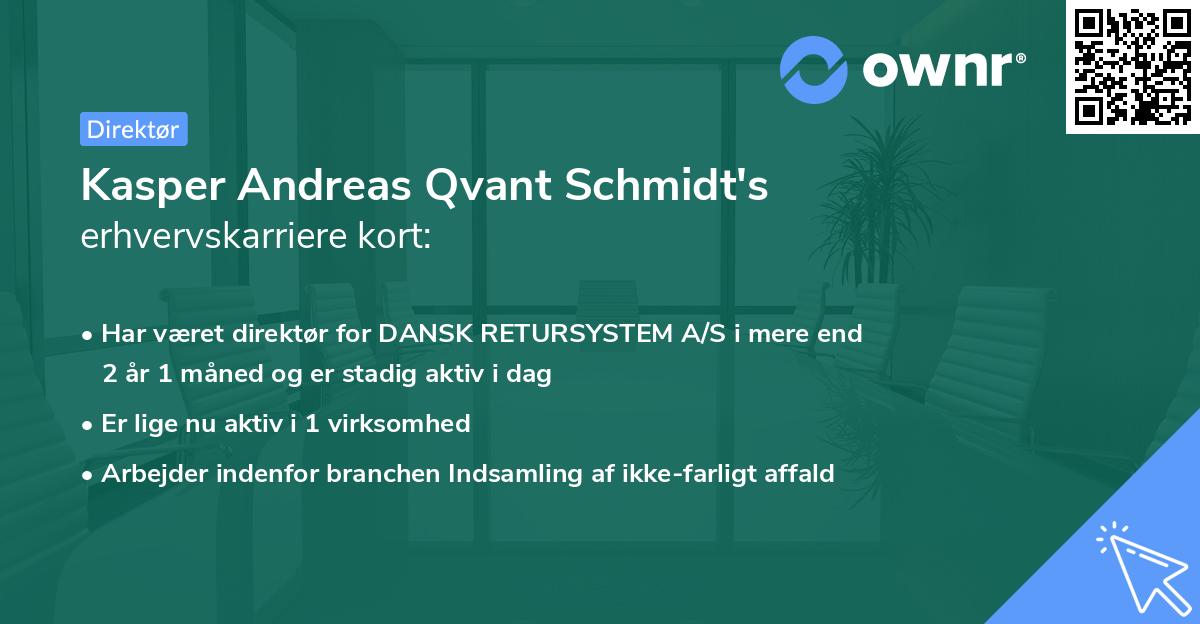 Kasper Andreas Qvant Schmidt's erhvervskarriere kort