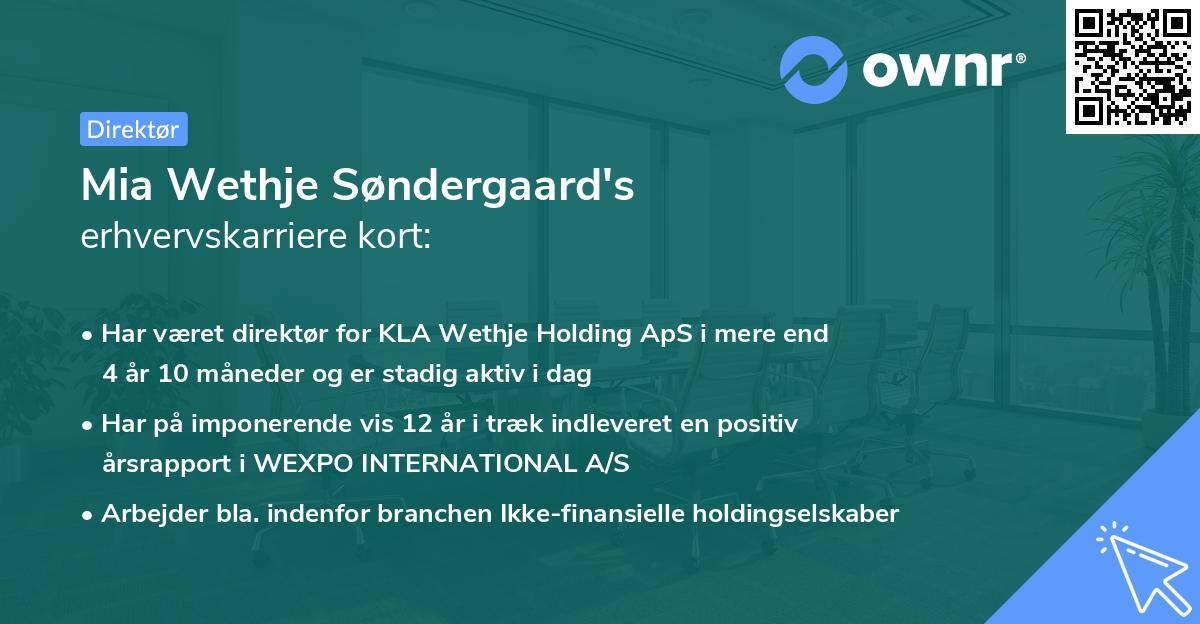 Mia Wethje Søndergaard's erhvervskarriere kort