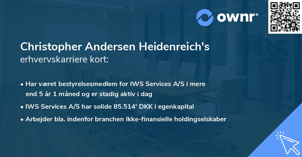 Christopher Andersen Heidenreich's erhvervskarriere kort