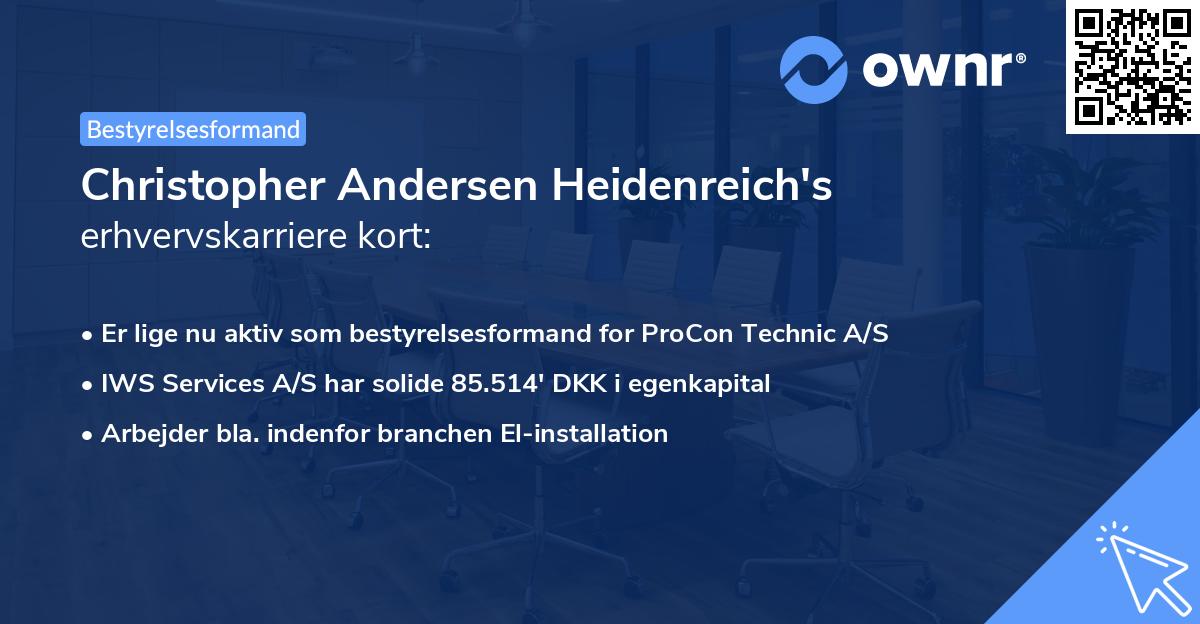 Christopher Andersen Heidenreich's erhvervskarriere kort