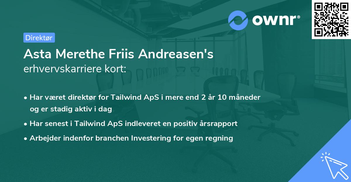Asta Merethe Friis Andreasen's erhvervskarriere kort