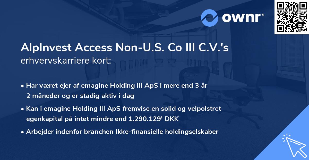 AlpInvest Access Non-U.S. Co III C.V.'s erhvervskarriere kort