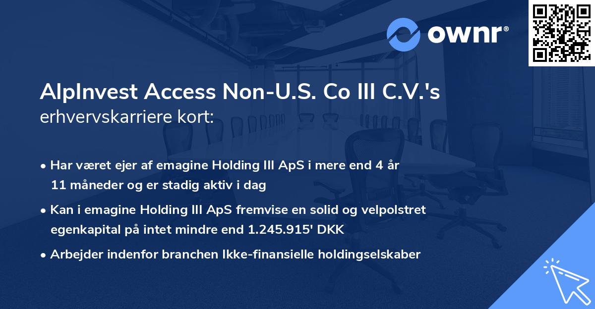 AlpInvest Access Non-U.S. Co III C.V.'s erhvervskarriere kort