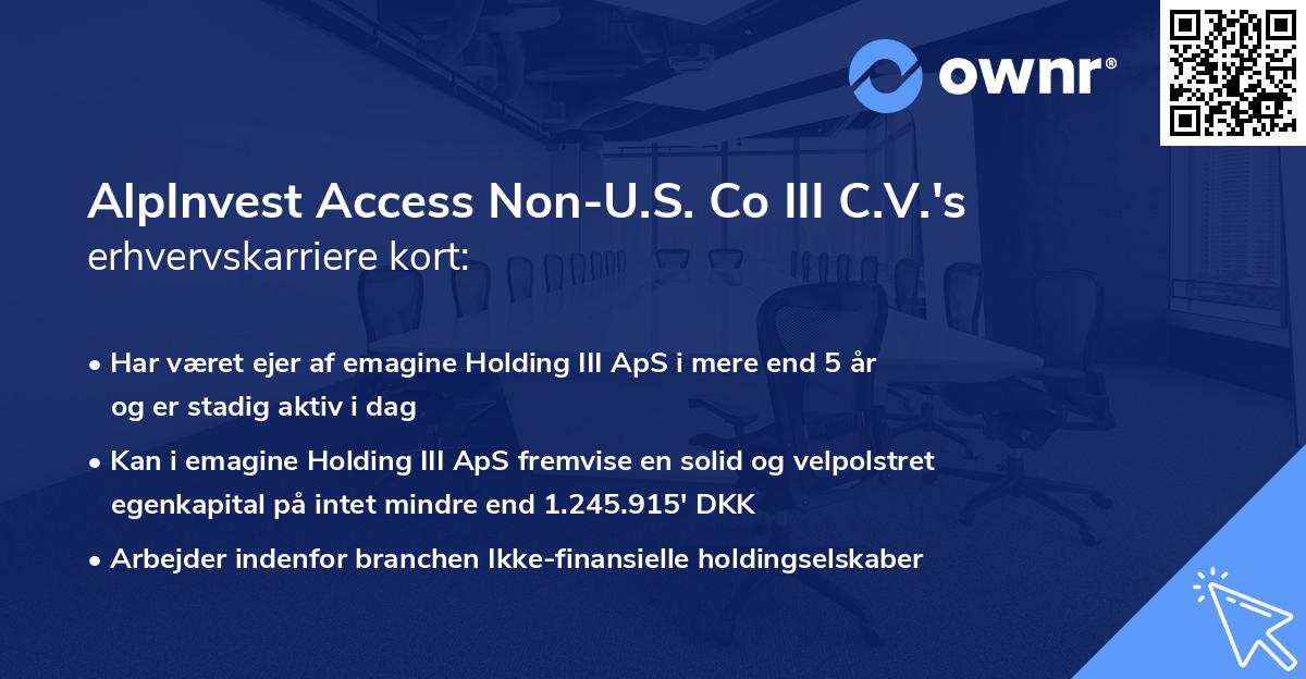AlpInvest Access Non-U.S. Co III C.V.'s erhvervskarriere kort