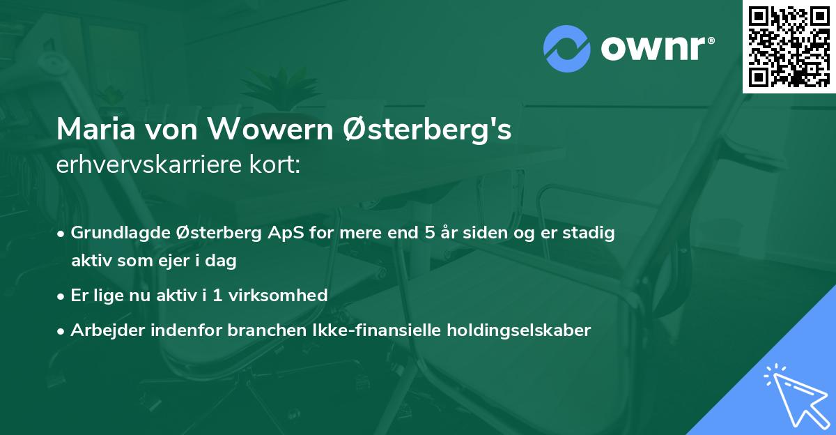 Maria von Wowern Østerberg's erhvervskarriere kort