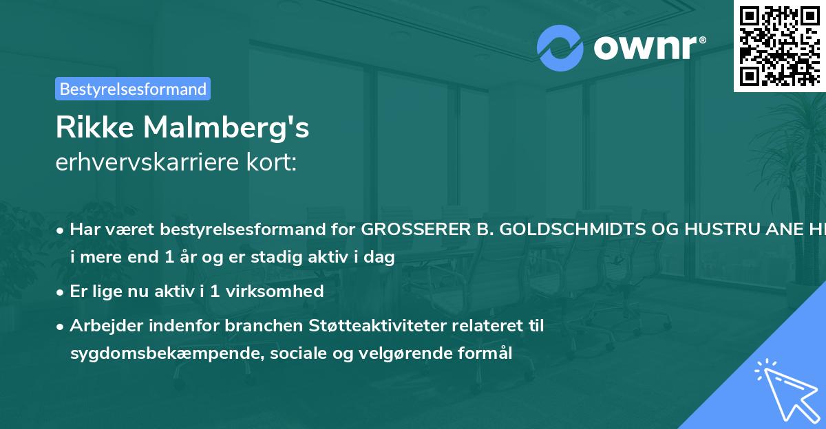 Rikke Malmberg's erhvervskarriere kort