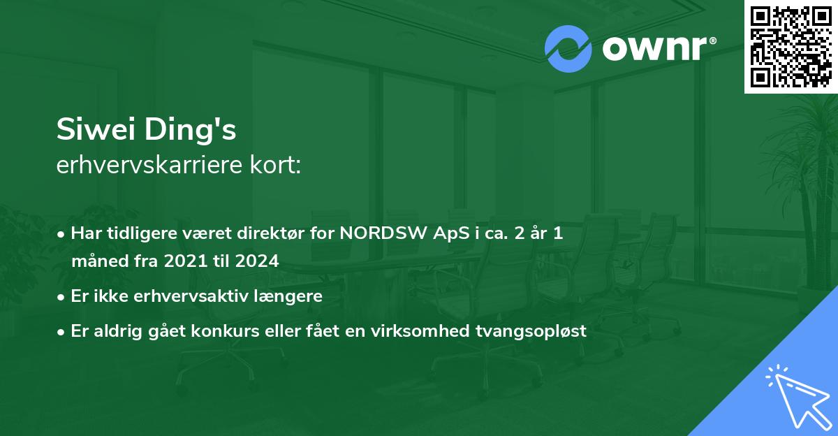 Siwei Ding's erhvervskarriere kort