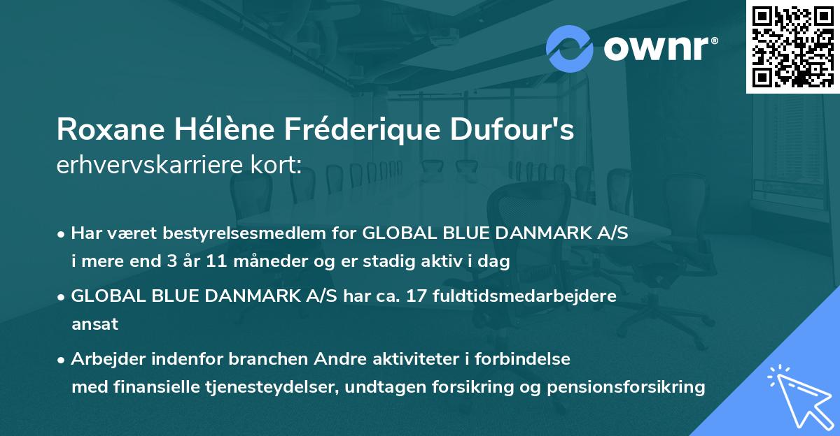 Roxane Hélène Fréderique Dufour's erhvervskarriere kort