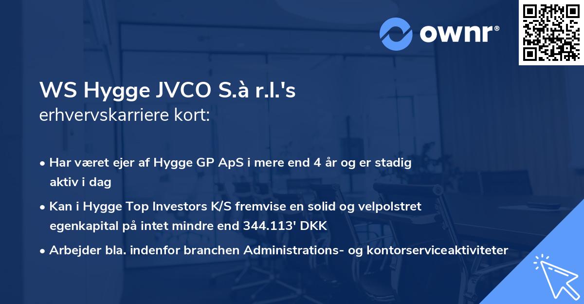 WS Hygge JVCO S.à r.l.'s erhvervskarriere kort