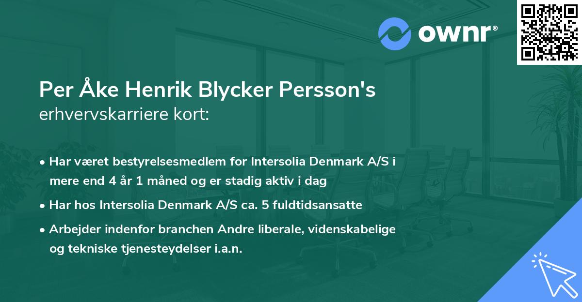 Per Åke Henrik Blycker Persson's erhvervskarriere kort