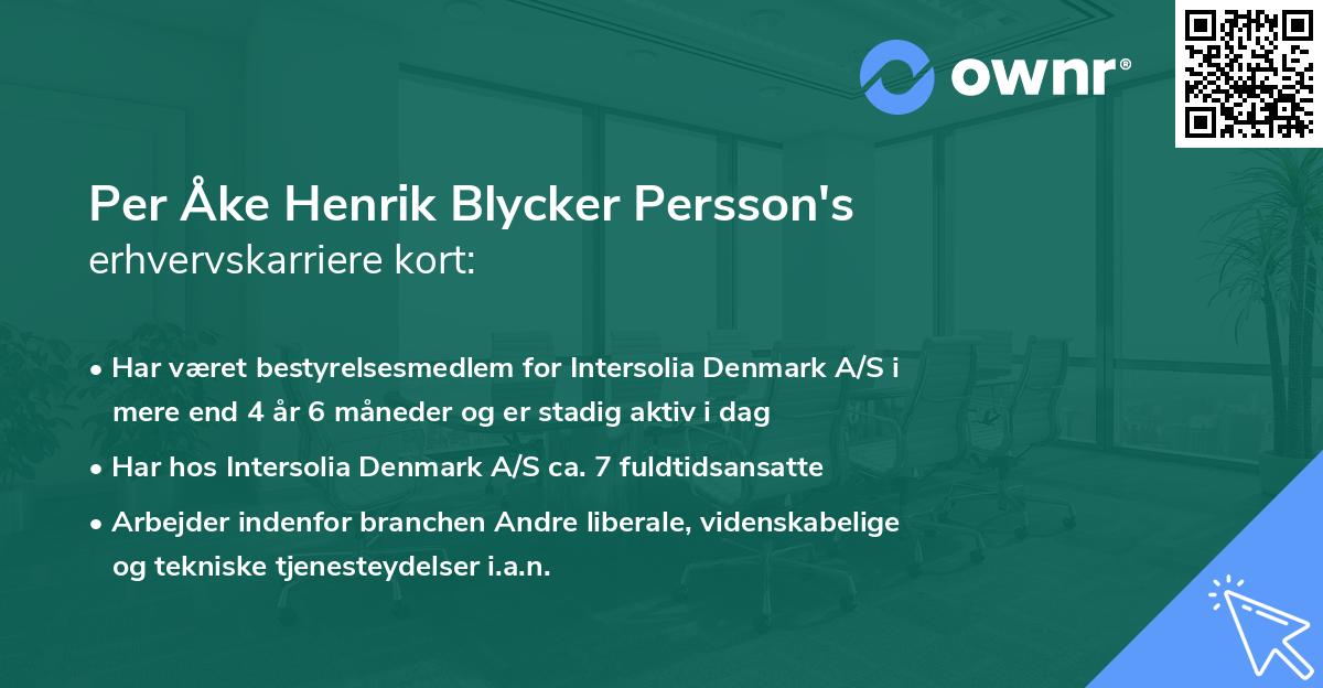 Per Åke Henrik Blycker Persson's erhvervskarriere kort