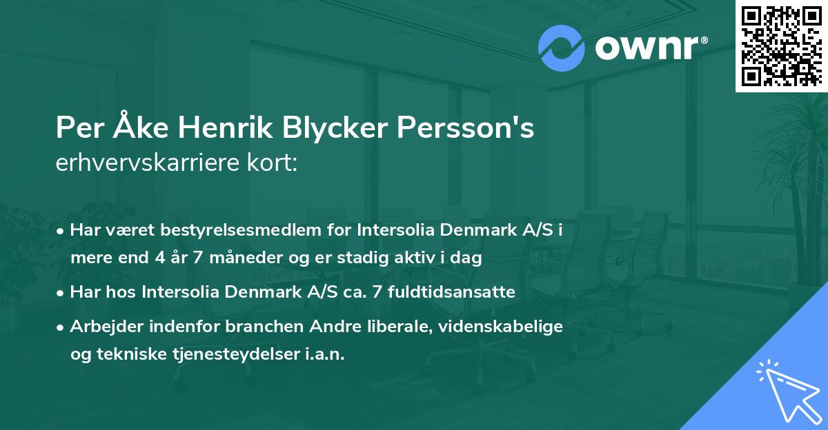 Per Åke Henrik Blycker Persson's erhvervskarriere kort