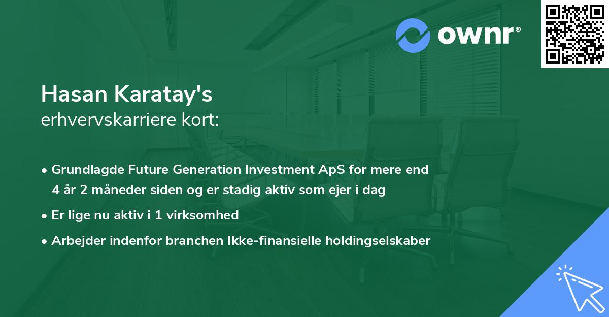 Hasan Karatay's erhvervskarriere kort