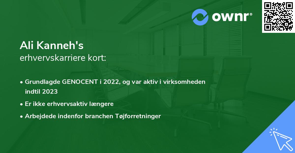 Ali Kanneh's erhvervskarriere kort