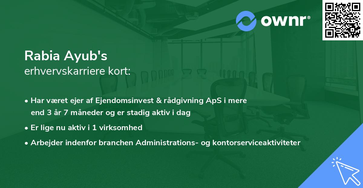 Rabia Ayub's erhvervskarriere kort