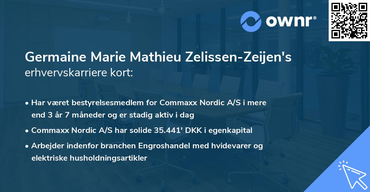 Germaine Marie Mathieu Zelissen-Zeijen's erhvervskarriere kort