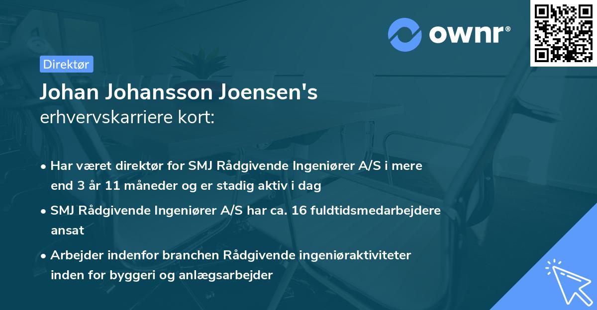 Johan Johansson Joensen's erhvervskarriere kort