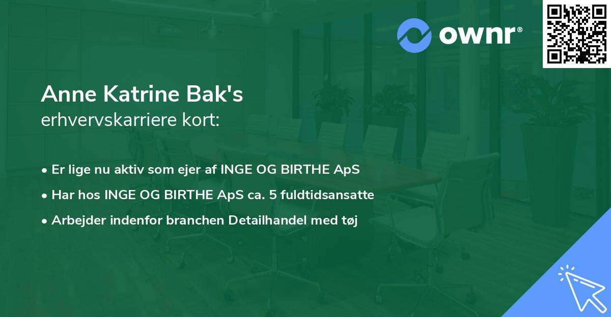 Anne Katrine Bak's erhvervskarriere kort