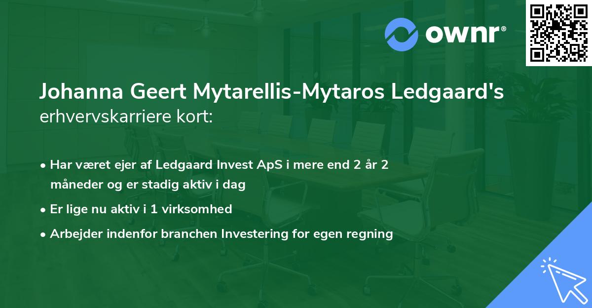 Johanna Geert Mytarellis-Mytaros Ledgaard's erhvervskarriere kort