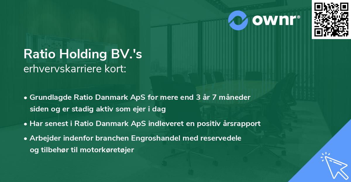 Ratio Holding BV.'s erhvervskarriere kort
