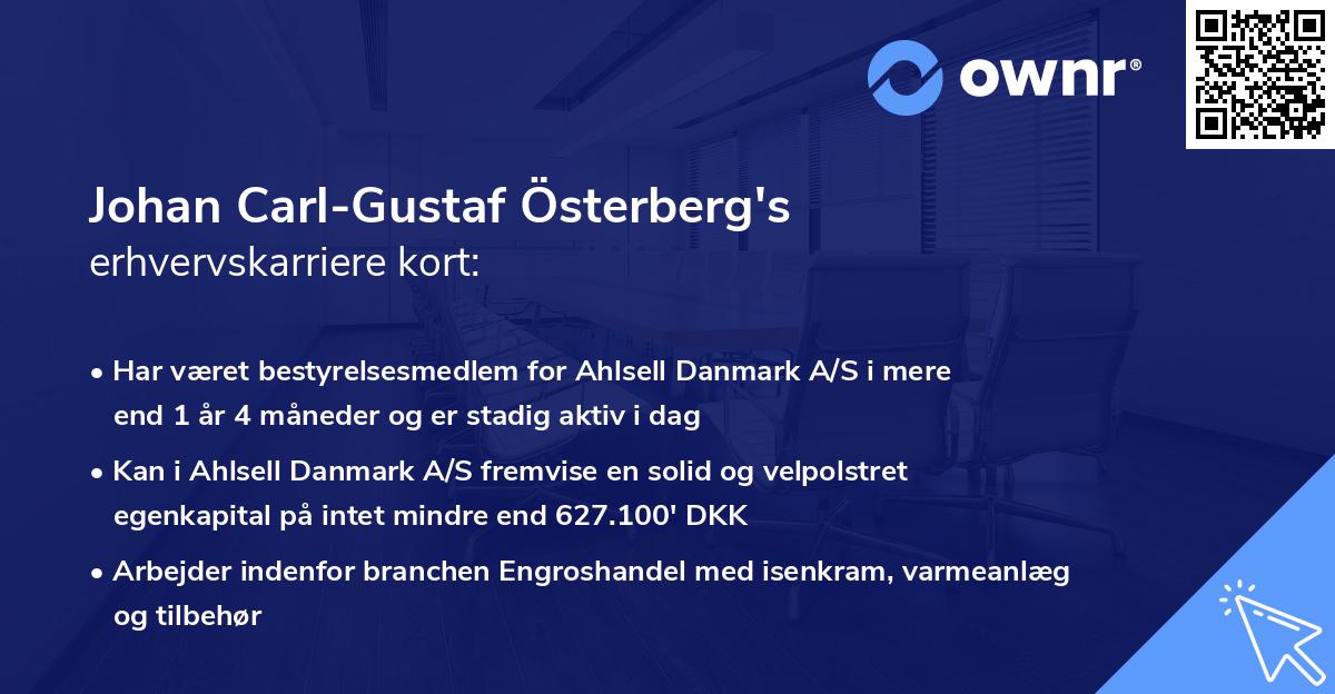 Johan Carl-Gustaf Österberg's erhvervskarriere kort