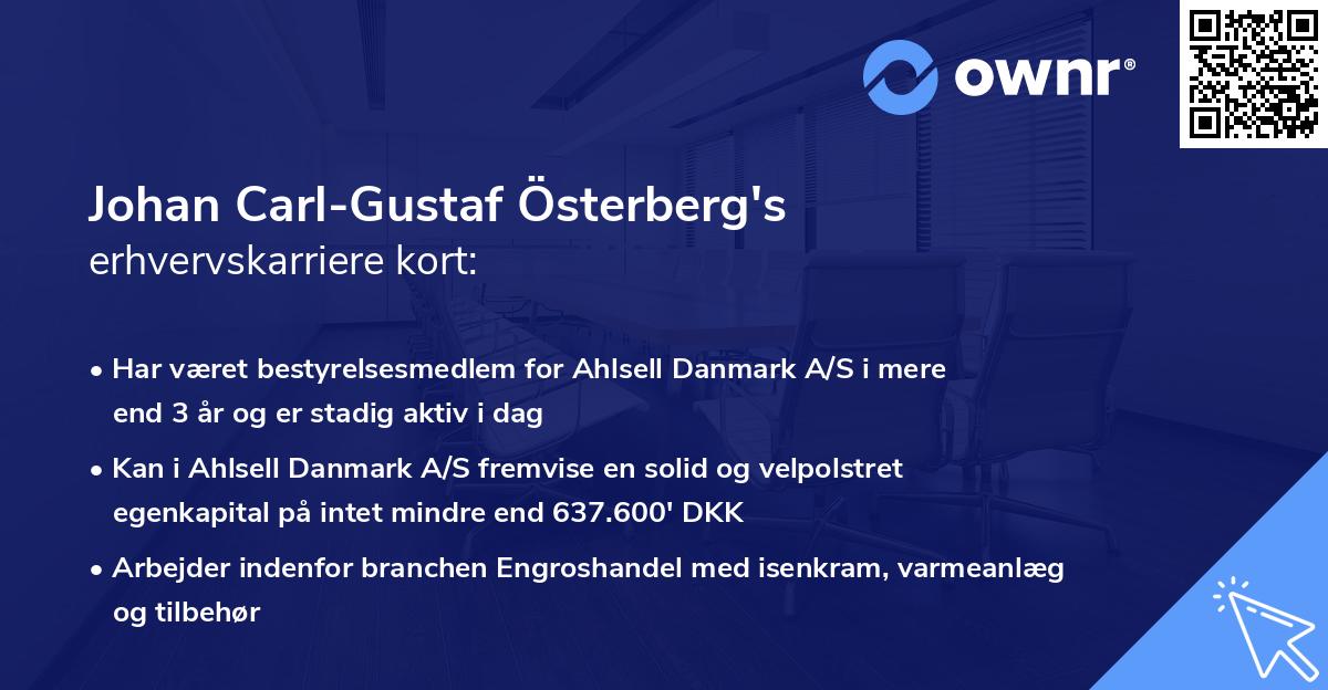 Johan Carl-Gustaf Österberg's erhvervskarriere kort