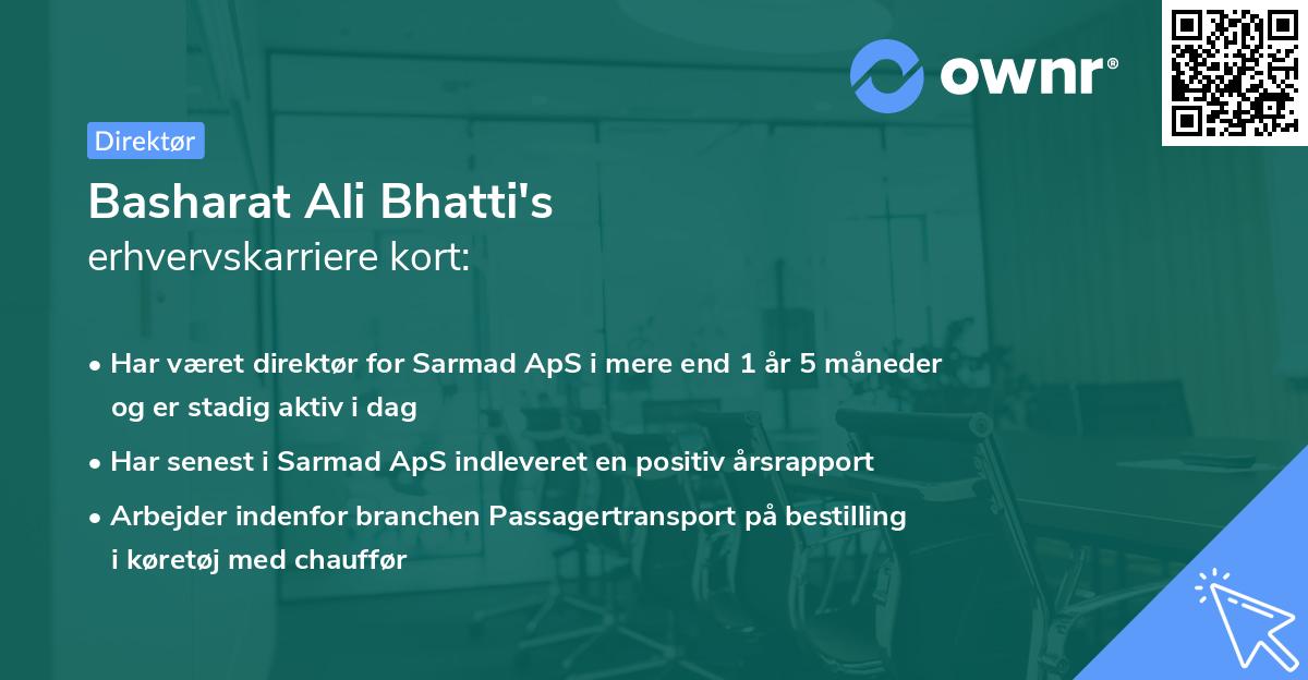 Basharat Ali Bhatti's erhvervskarriere kort