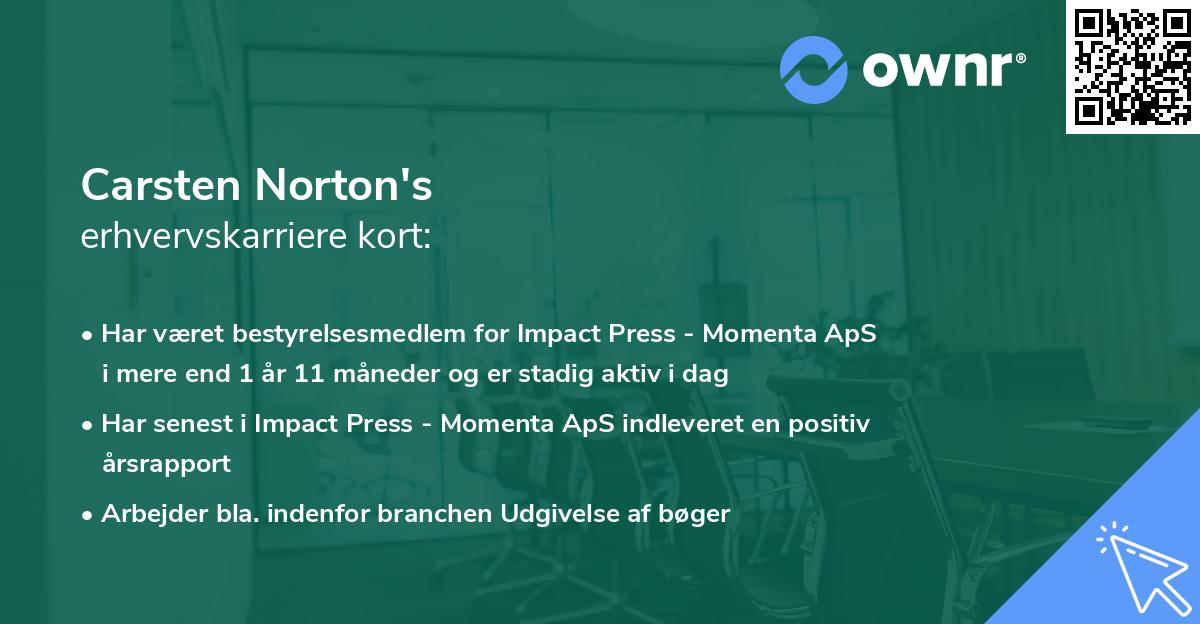 Carsten Norton's erhvervskarriere kort