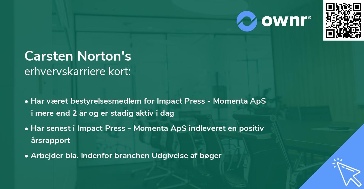 Carsten Norton's erhvervskarriere kort