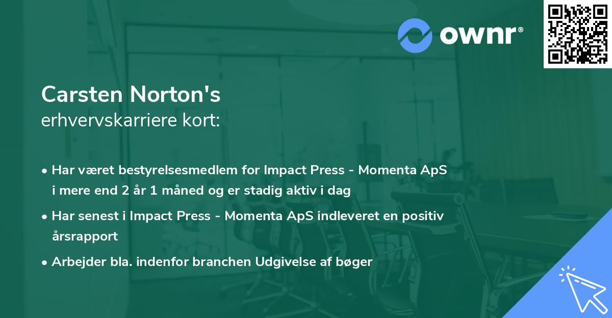 Carsten Norton's erhvervskarriere kort