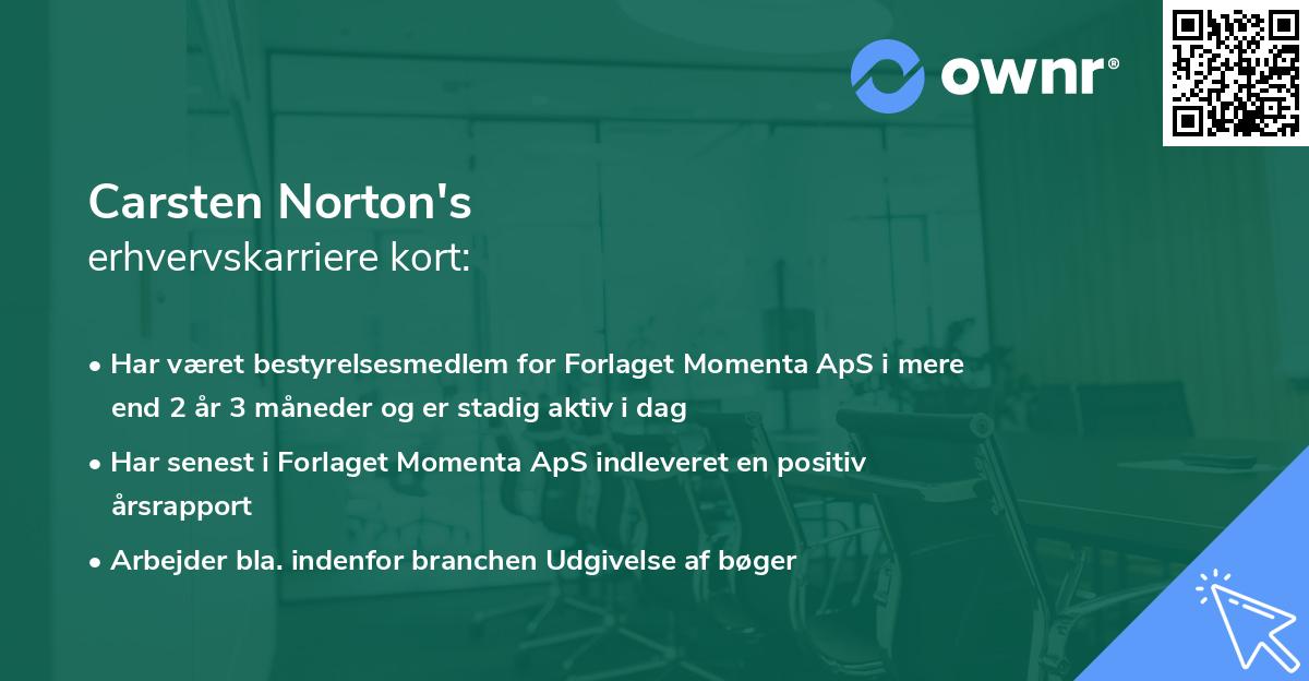 Carsten Norton's erhvervskarriere kort